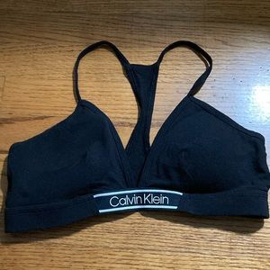 Black and White Calvin Klein racerback sports bra